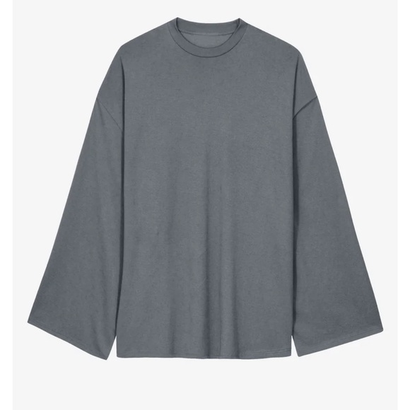 Like New The Frankie Shop Rio Oversized Sleeve Tee in Dark Grey Melange - Picture 3 of 15